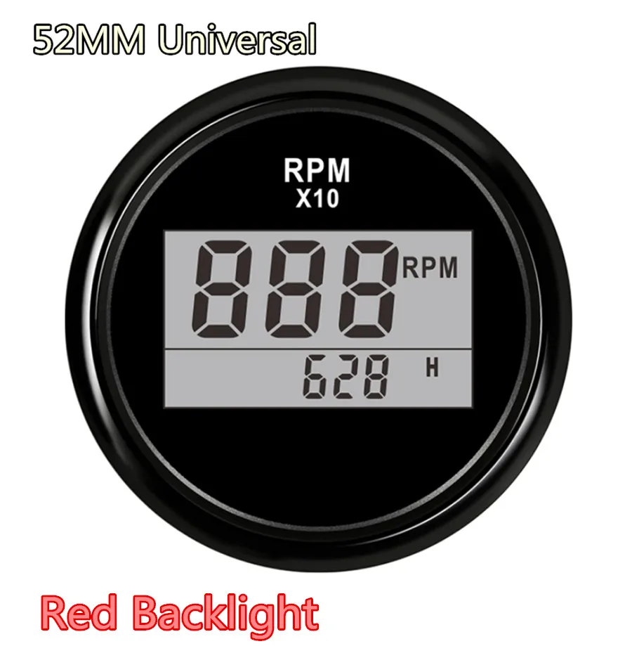 

Universal 52mm RPM Meter Waterproof 0-9990RPM for Boat Car Truck Motorcycle LED Digital Tachometer Engine Hourmeter Marine
