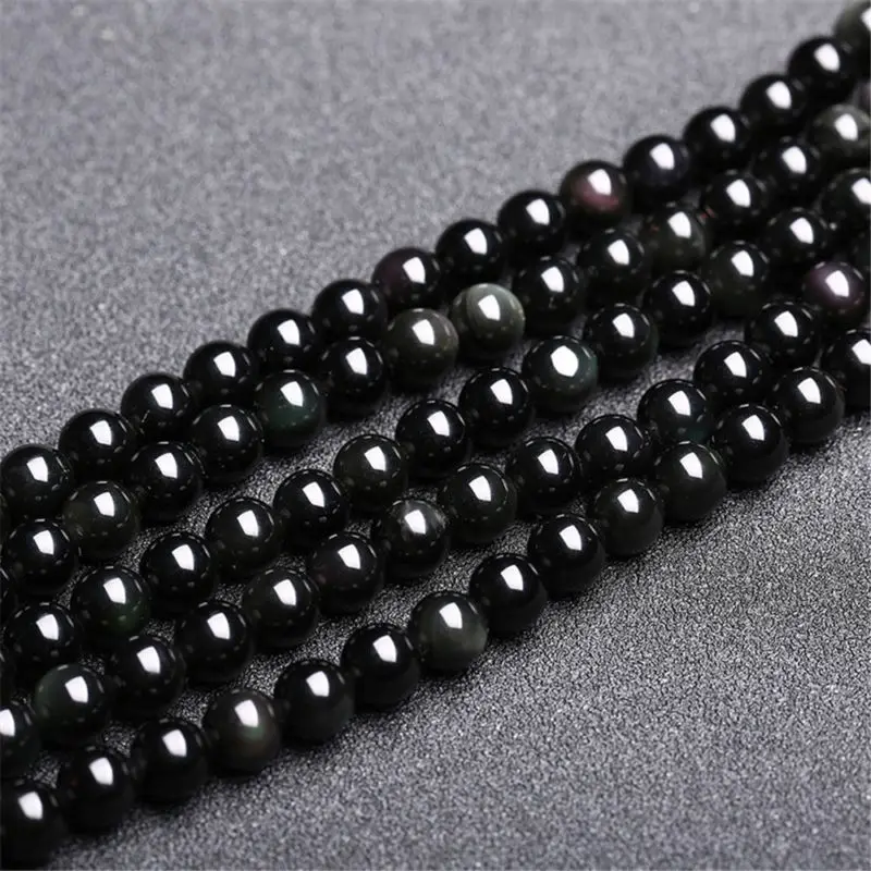 Natural Stone Genuine Black Obsidian Gem Beads For Jewelry Making 15&quot | Украшения и аксессуары