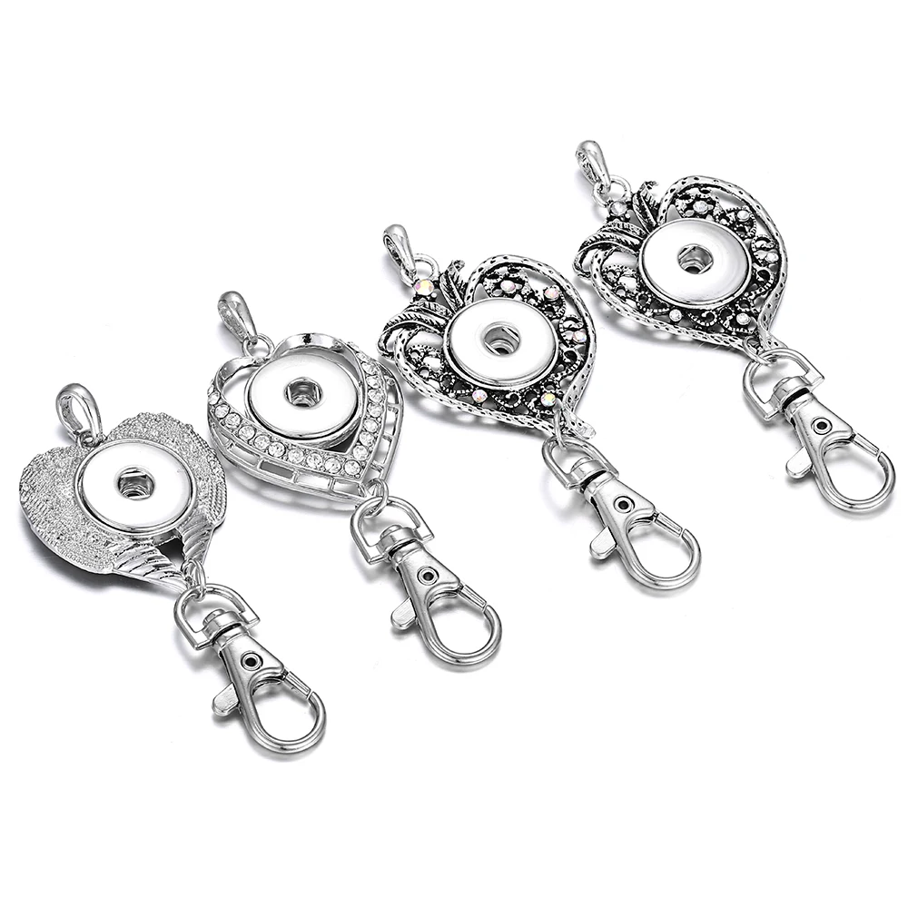 Новые ювелирные украшения стразы металлические сердечки 18 мм кнопки брелок