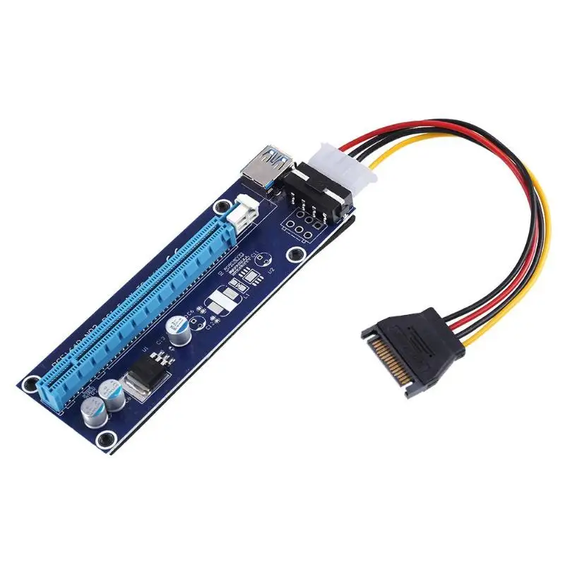 PCI E к PCIe Express 1X 16X расширитель адаптер Riser Card SATA USB3.0 кабель питания данных Комплект