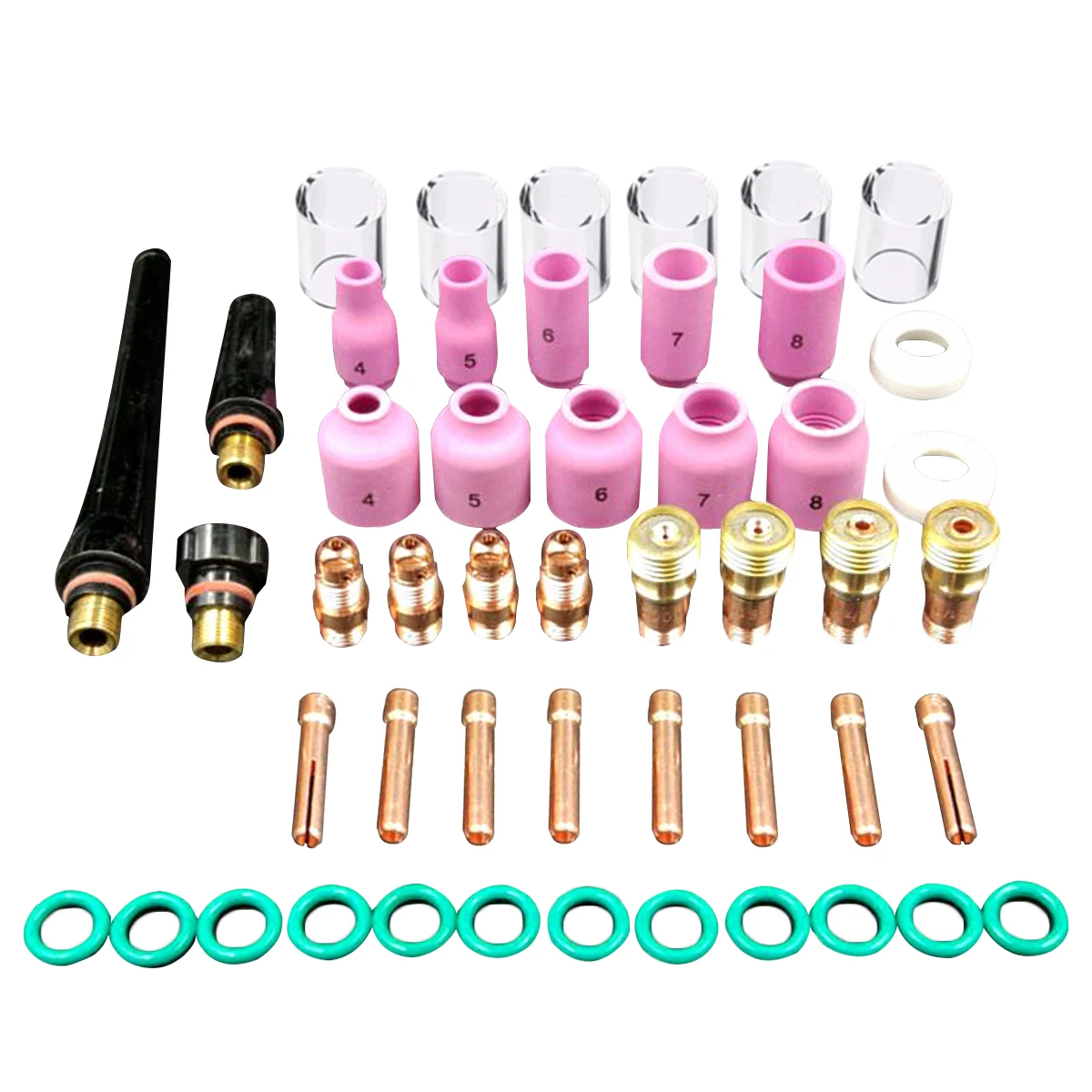 HLZS 49pcs/набор прочный TIG сварочный фонарь Stubby Tig газовый объектив #10 Pyrex набор