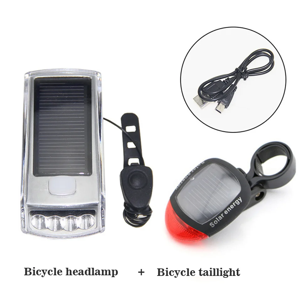 Solarbicycle фары передний и задний факел цикла USB Перезаряжаемый велосипед комплект