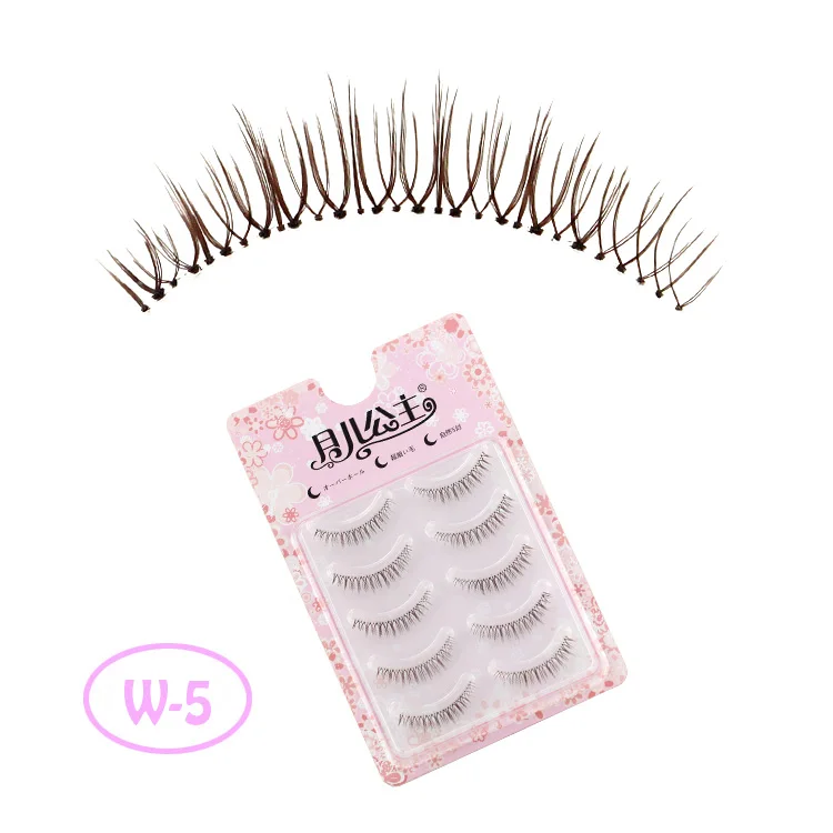 LASGOOS 5Pairs/Lot Brown Natural Short Thin 3-4mm False Eyelashes Lash Line Lashes Strips for School Daily Use W-5 | Красота и