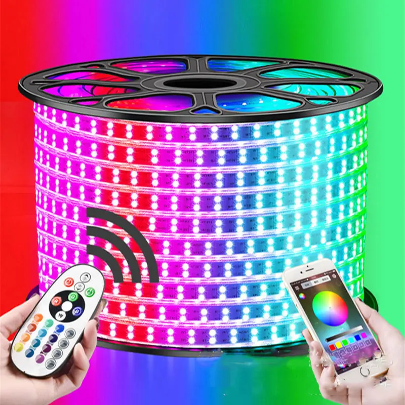 1 12 мес. комплект Двухрядные RGB Светодиодные ленты 96 светодиодов/M 5050 220V Цвет