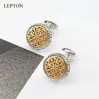 lepton goldsilver color vintage cufflinks for mens drop ship baroque whale back closure cuff links for wedding business cuffs