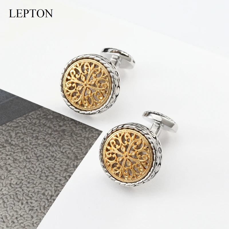 Золотистые и Серебристые винтажные запонки Lepton для мужчин Прямая поставка в