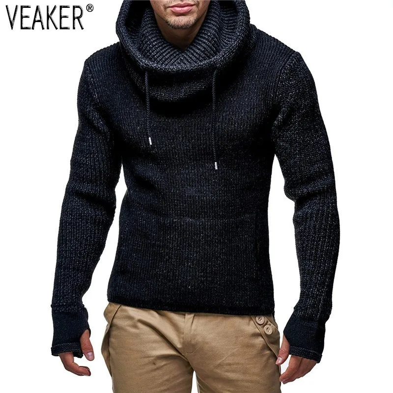 Новинка Осень-зима 2022 мужские свитера с высоким воротником однотонные в стиле High