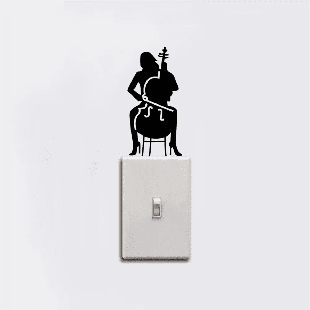 

A++ Personalized Sticker Girl Cello Player Silhouette Vinyl Light Switch Wall Decor