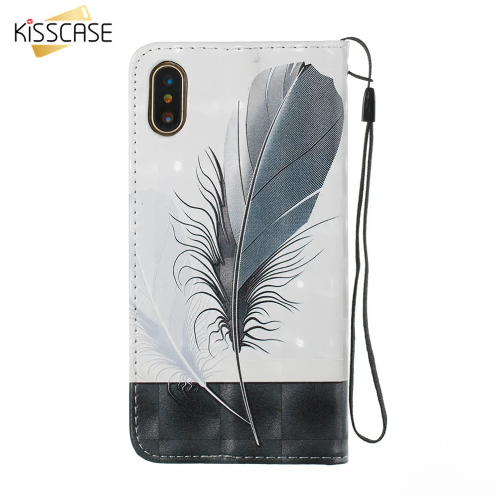 Чехол Кошелек KISSCASE с тиснением для iPhone 7 8 6 6S Plus X XS MAX XR чехлы 3D рисунком 6s 5 5S