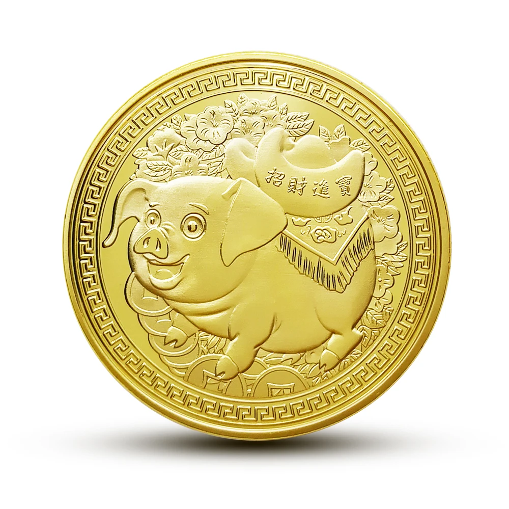 Фото Lucky Fortune 2019 Китайский Фэншуй монеты Зодиак Год свиньи памятная - купить
