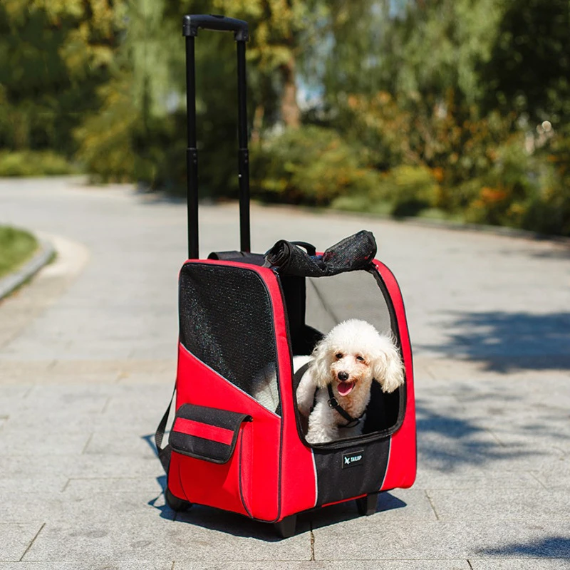 

12.5kg Pet Strollers Dog Cat Portable Wheel Carrier Backpack Puppy Roller Luggage Suitcase Trailer Car Travel Transport Bag Cart