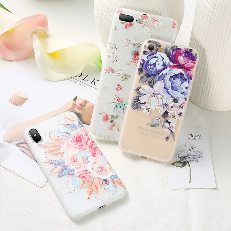KISSCASE 3D Relief Flower Case For Samsung S8 S9 S10 Plus Soft TPU Galaxy J4 J6 J3 J5 J7 2016 2017 Capinhas Capa |