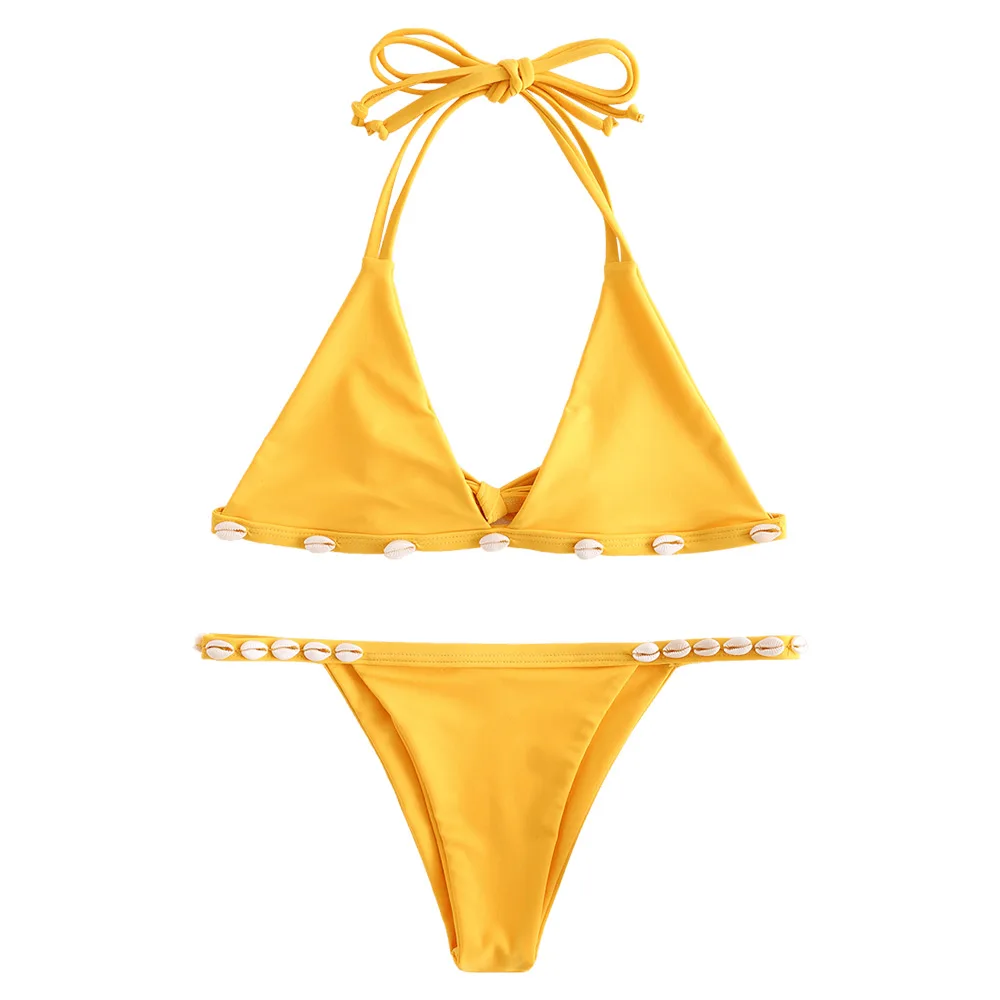 ZAFUL String нашивка в виде ракушки комплект бикини Холтер повязки стринги 2019 без