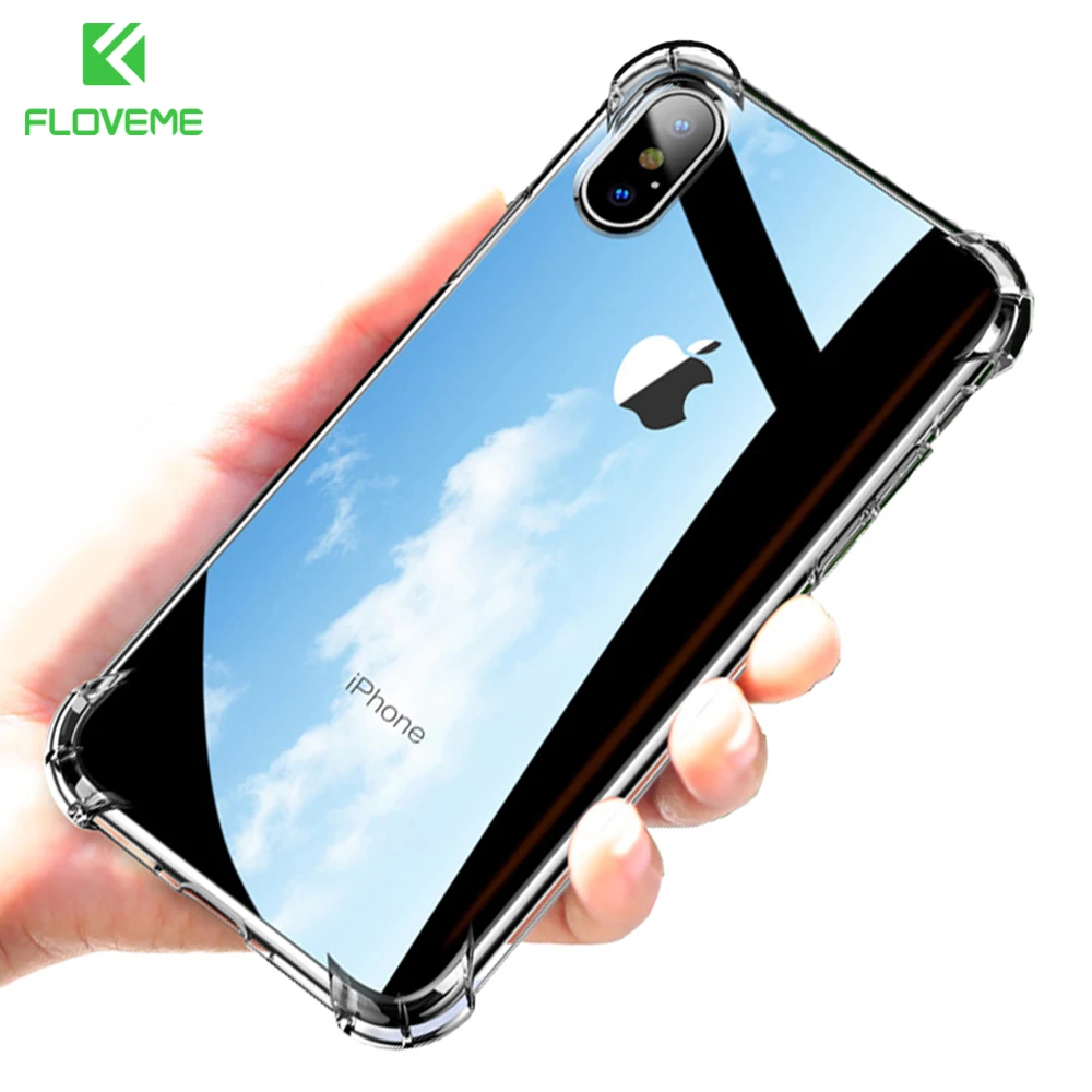 FLOVEME Прозрачный чехол для iPhone X 7 8 Plus ультра тонкие Чехлы противоударный
