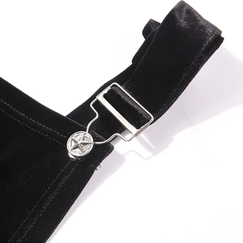 Бархатное платье в стиле панк женское уличное на бретелях без рукавов тонкое