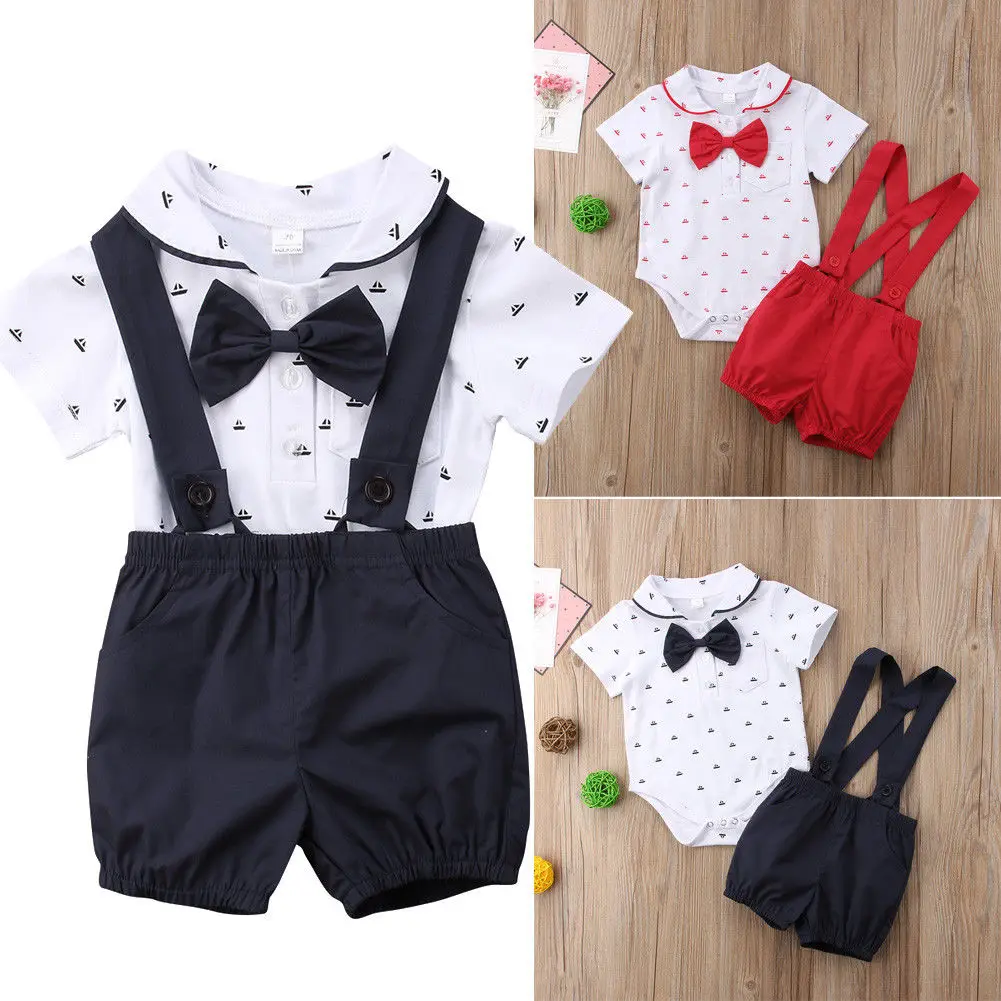 

Pudcoco Bay Set 0-24M 2Pcs Newborn Infant Baby Boy Top Romper Suspenders Pants Outfit Clothes