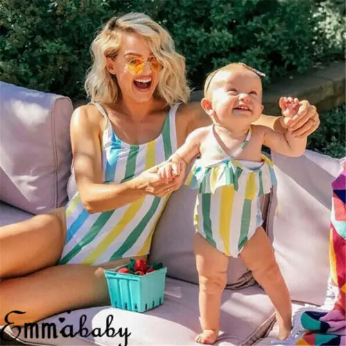 Счастливая семья сочетающиеся купальники модные сексуальные милые дочери