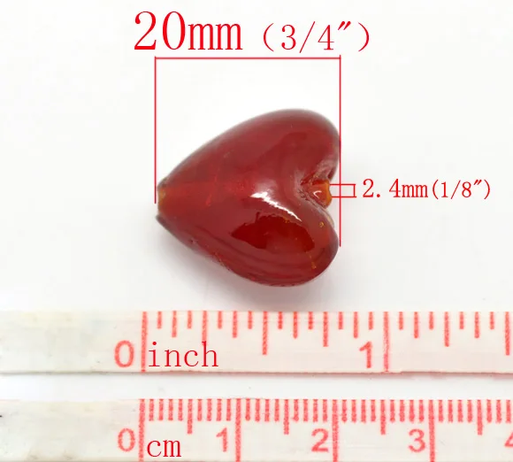 DoreenBeads темно красные стеклянные бусины с сердечками 20x20 мм (3/4 &quotx3/4&quot) продаются в