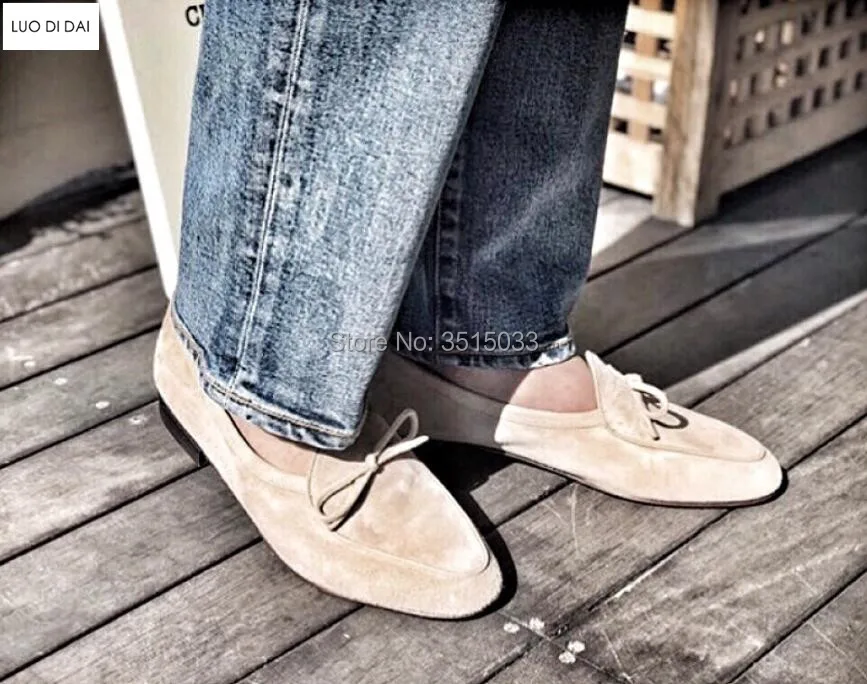 2019 New Men party loafers men wedding shoes bow casual suede leather flats point toe vintage dress low heel | Обувь