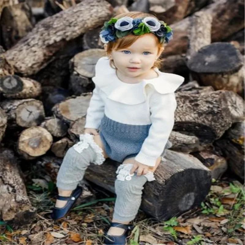 PUDCOCO Newborn Baby Kids Girls Romper Wool Knitted Ruffle Long Sleeve Jumpsuit Babysuit | Мать и ребенок