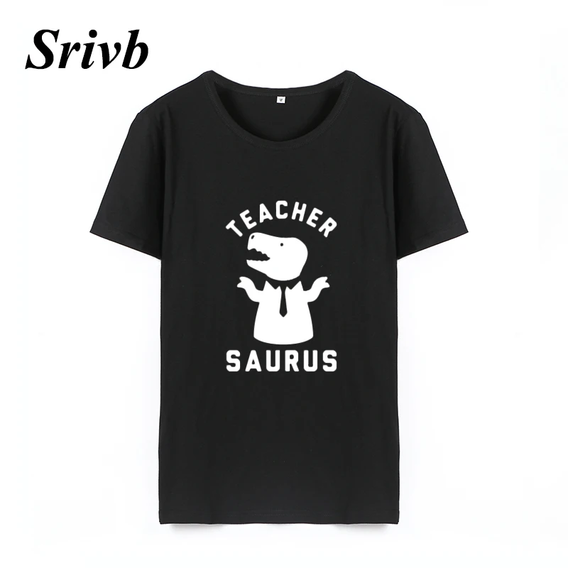 Женская футболка с коротким рукавом Srivb Teacher Saurus Harajuku Kawaii черно-белая рисунком из