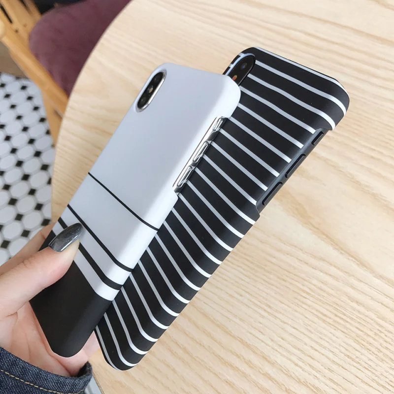 Lovebay модные телефонные Шкафы для iPhone 6 S 7 8 Plus X XR XS MAX Capa простой черный белый полоса