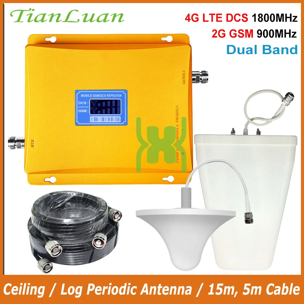 Ретранслятор сотового сигнала TianLuan 4G LTE 1800 2G GSM 900 усилитель мобильного телефона