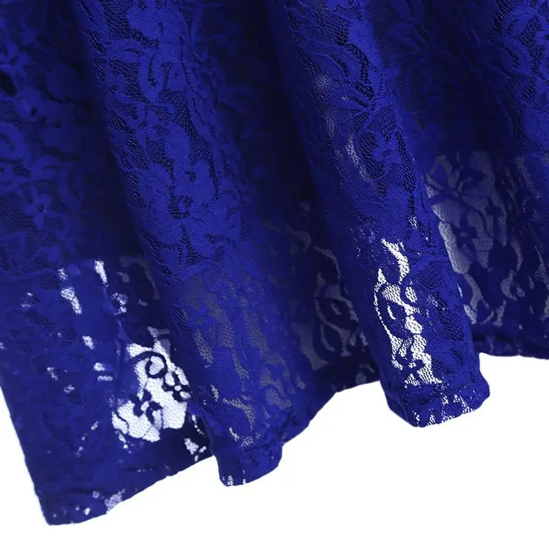 Летнее платье женское кружевное с круглым вырезом коротким рукавом 2019 Новое