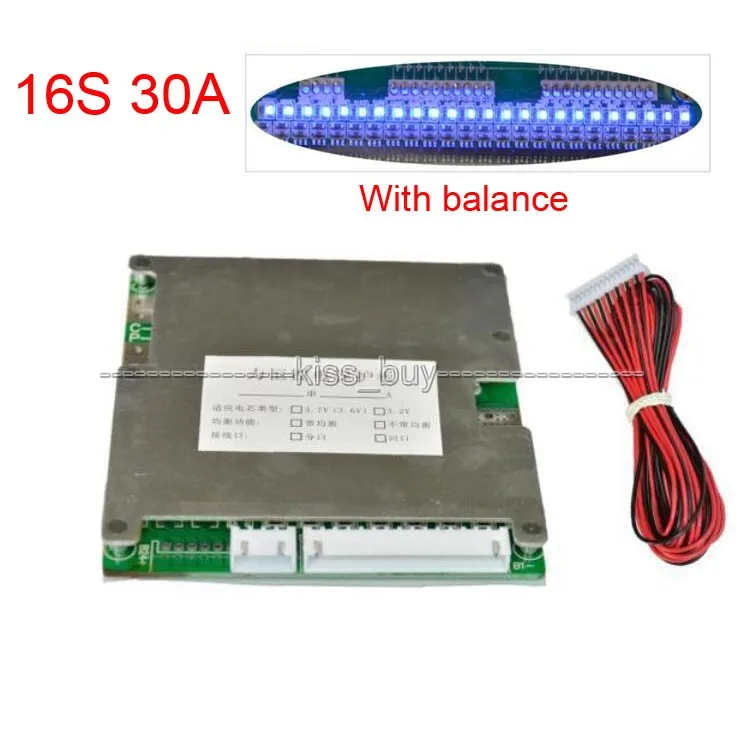 

16S 48V LifePO4 Lithium Cell 30A Li-ion 18650 Battery Protection BMS PCM Board with Balance function
