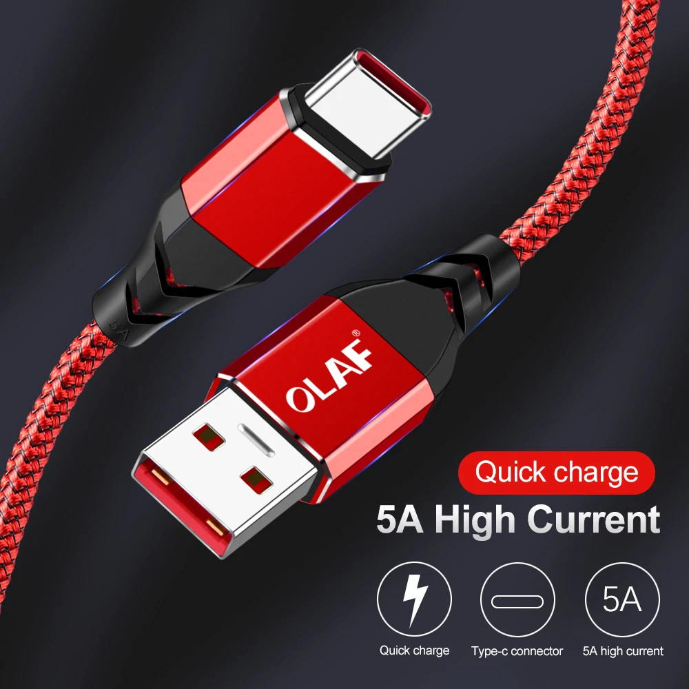 Кабель OLAF USB Type C 5 А кабель для быстрой зарядки и синхронизации данных Sasmung S9 S10 Plus