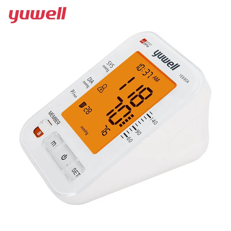 Yuwell 690A Монитор артериального давления на руку, ЖК-цифровой измеритель сердечного ритма, сфигмоманометр, медицинский прибор для домашнего здоровья