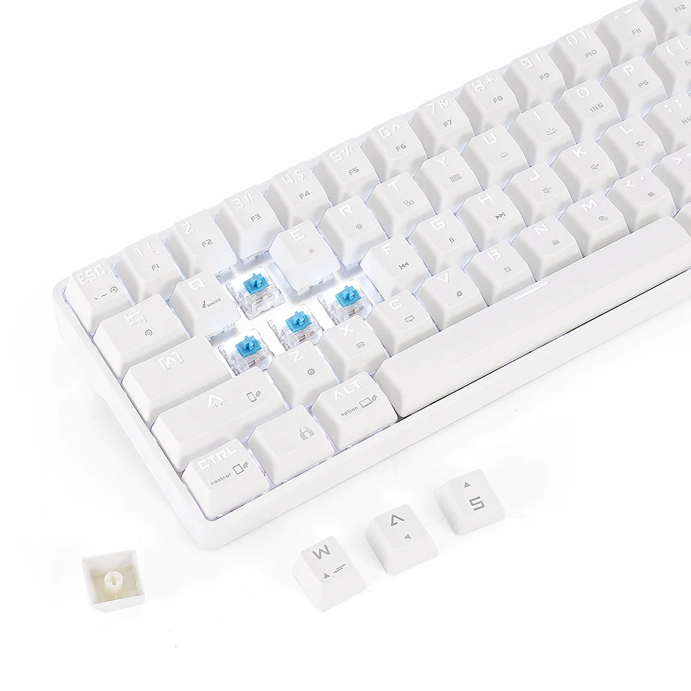 DK61 настольная Bluetooth Проводная Беспроводная механическая клавиатура синий