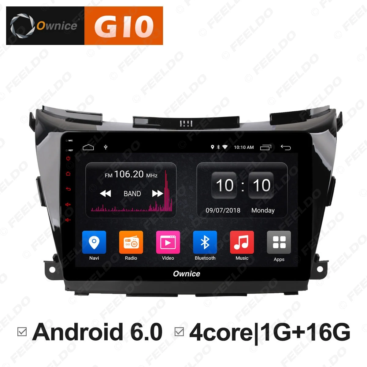 FEELDO 10 1 &quotAndroid 6 0 4 ядерный/DDR3 1G/16G/поддержка 4G ключ автомобильный медиаплеер с GPS