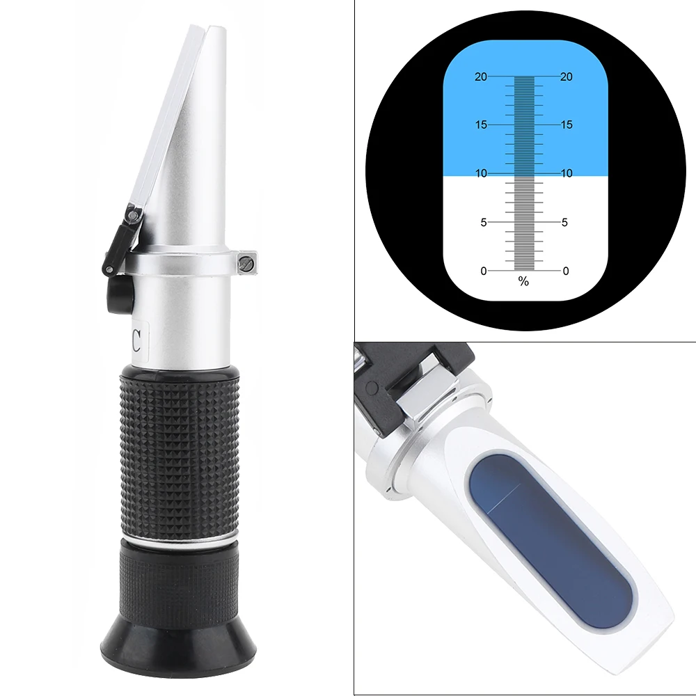 

1pcs 0-20% Handheld Honey water Fruit Sugar Solution Brix Refractometer Juice Sweetness Saccharimeter Concentration Meters Sale