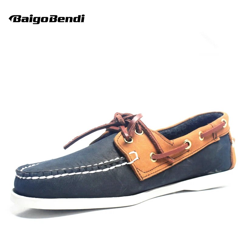 Hot Sale!! Boat Shoes Men Genuine Leather Loafers Mixed Colors Lace Up Driving Car Leisure Man Casual Size 11 12 | Обувь