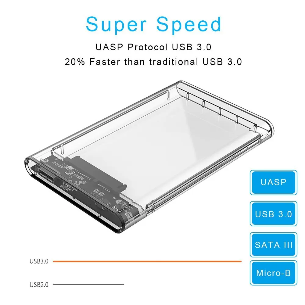 Внешний жесткий диск 2 5 дюйма чехол SSD / HDD Caddy USB 3 0 Портативный твердотельный