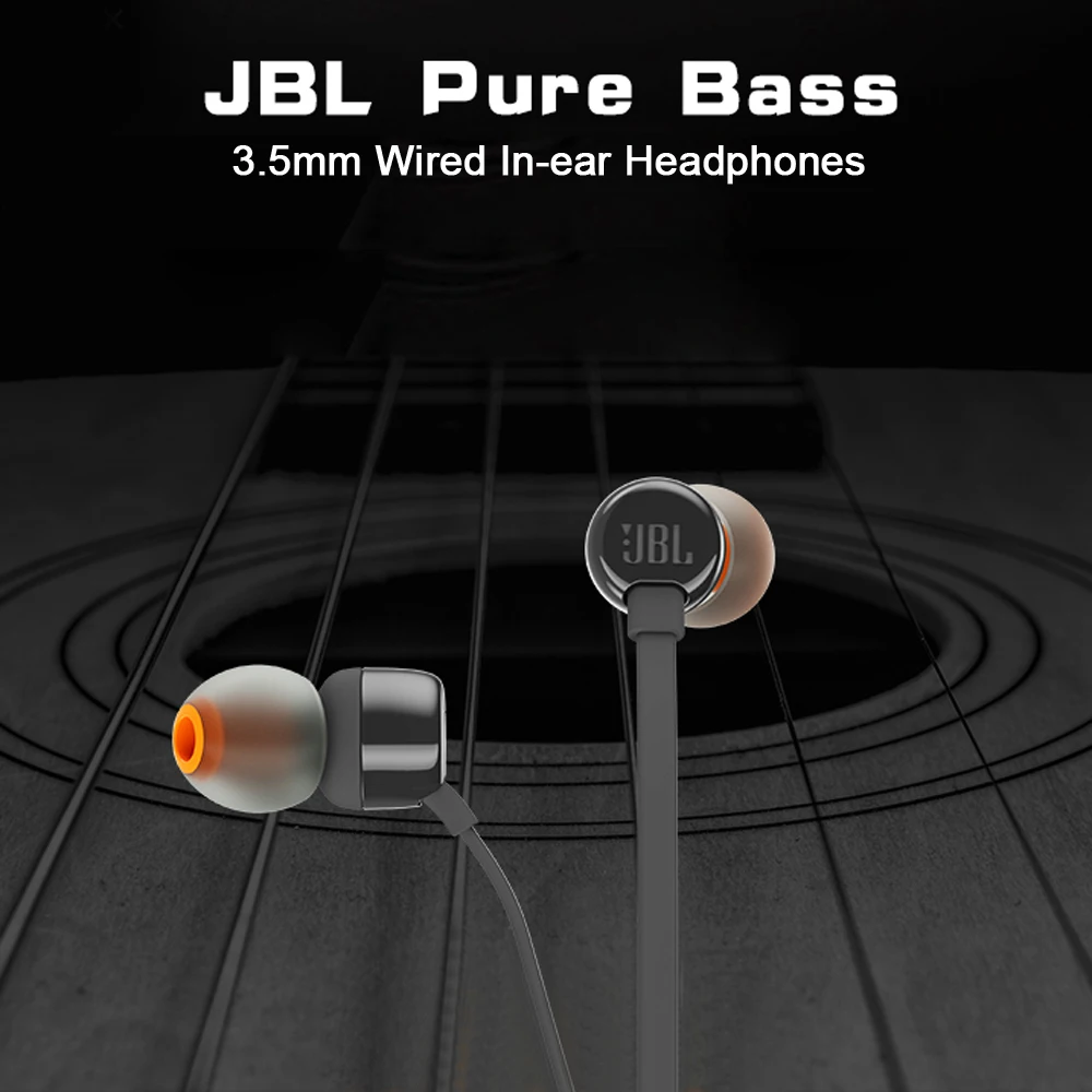 Проводные наушники JBL T110 3 5 мм стереогарнитура с басами для музыки спортивные