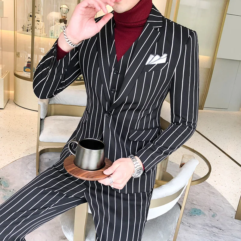 Мужской костюм Slim Fit осенне зимний деловой смокинг большого размера в Корейском