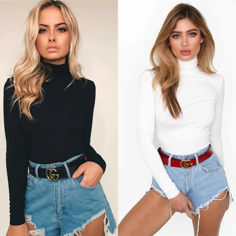 

S-XL Sexy Women's Ribbed Jumpsuit Bodycon Long Sleeve Leotard Black White Colors O-Neck Bodysuit