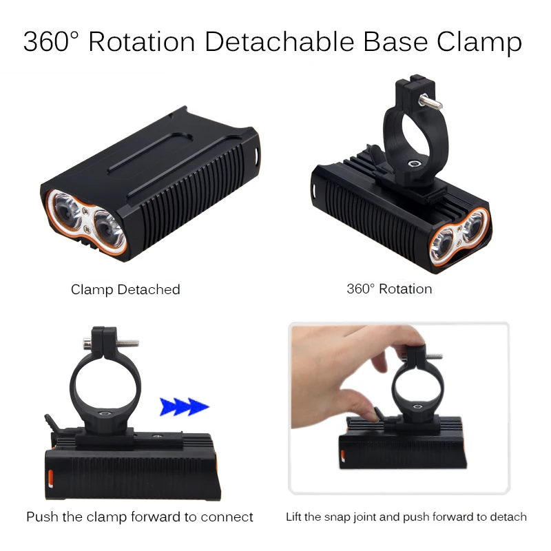 Водонепроницаемая алюминиевая велосипедная лампа USB 2400LM Передняя фара 2 * T6