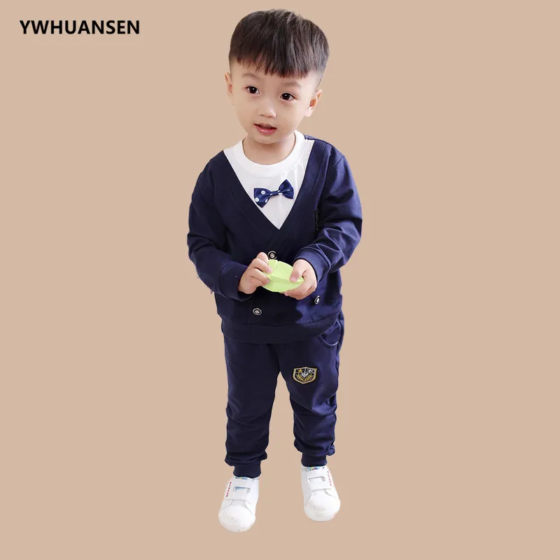 

YWHUANSEN/2 шт./компл., топ + штаны для малышей, детская одежда, весенне-осенний костюм, комплекты одежды с длинными рукавами, костюмы для мальчиков...