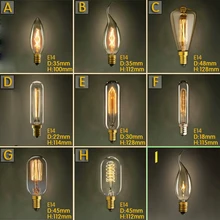 Винтаж Ретро E14 Edison спиральная лампа накаливания светильник лампы накаливания для подвесные светильники Гостиная Спальня 220V Новинка приспособление