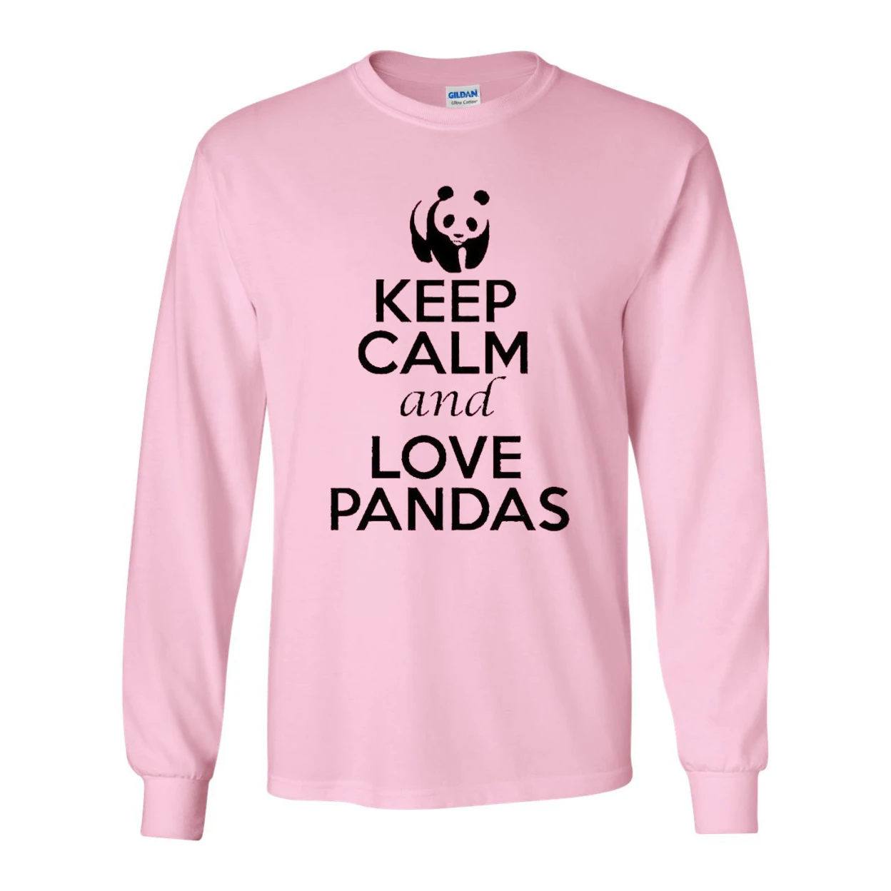 Длинные рукава взрослая Футболка Keep Calm and Love красные панды|Мужские толстовки и