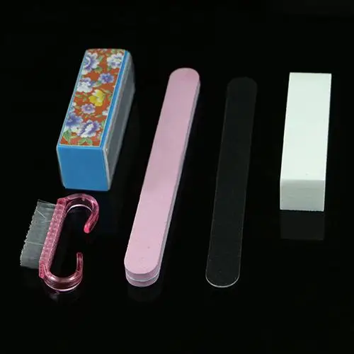 Hot 5X Pro Manicure Tools Kit Rectangular Nail Files Brush Art Sand Buffer Sponge Block Accessories Set | Красота и здоровье