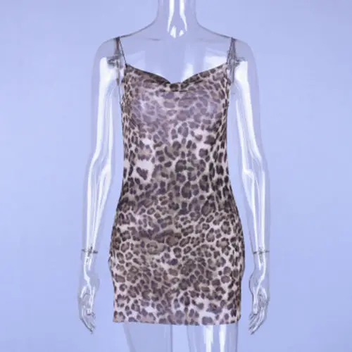 Women's Sexy Dress Leopard Print Sleeveless Bandage Bodycon Party | Женская одежда