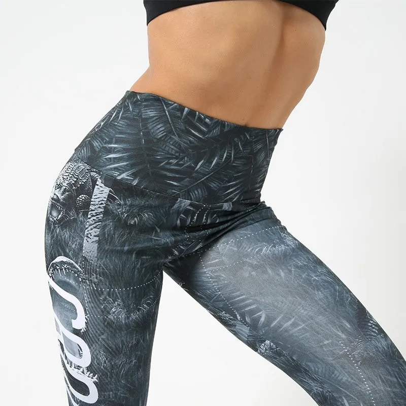 New Letter Elastic Yoga Pants Women High Waist Print Sports Leggings Breathable Energy Tights Fitness Gym Legging Active Wear | Спорт и