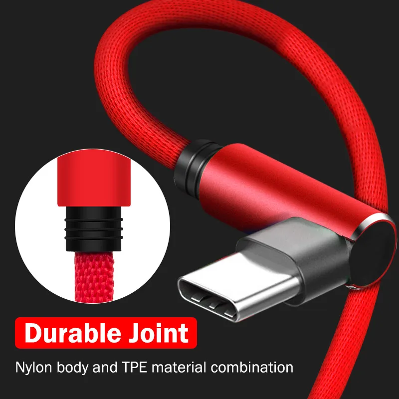 Кабель Usb Type C 90 градусов 2 4 А для Samsung S9 S10 A51 Xiaomi mi|Кабели мобильных телефонов| |