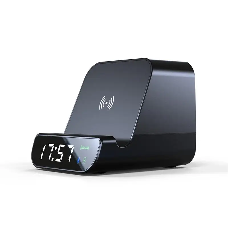 Беспроводная зарядка Мобильная мощность Bluetooth динамик стерео Бас будильник