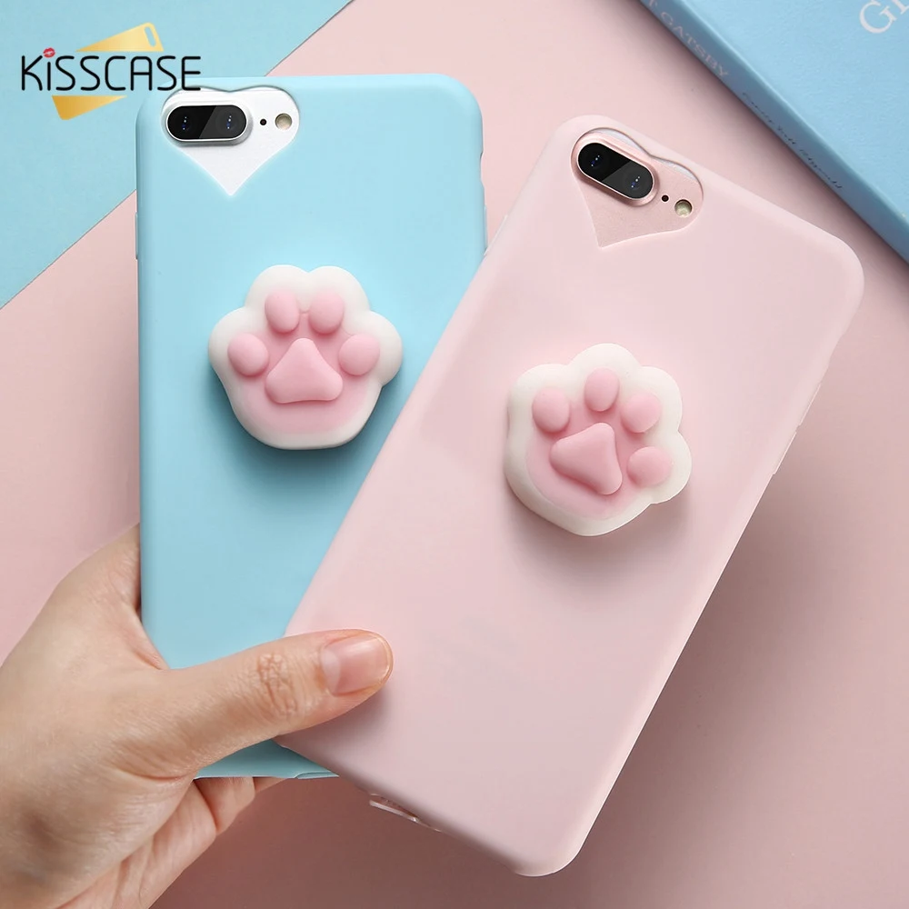 Мягкий силиконовый чехол KISSCASE 3D с животными для iPhone 6s 6 8 7 Plus милый снятия стресса 5