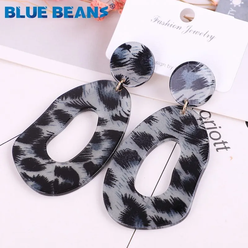 2019 Горячие ZA ювелирные изделия boho Акриловые Leopard овальные длинные висячие серьги